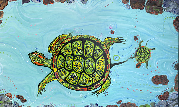 A painting of a turtle