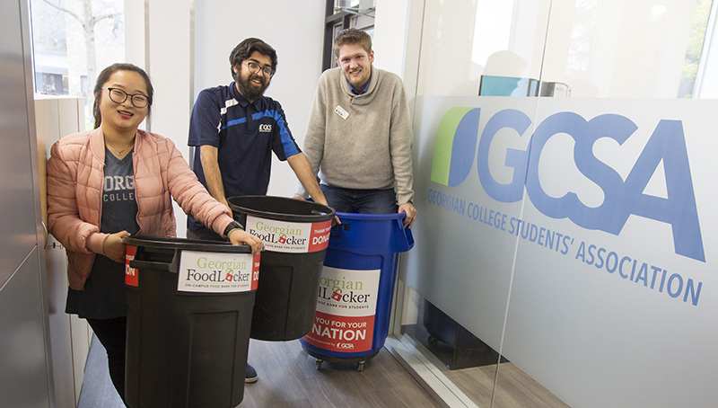 students representing the Georgian College Students' Association campaign for the Food Locker