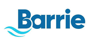 logo with the word "Barrie" in blue and light blue waves under the B