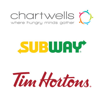 Chartwells, Subway, and Tim Hortons Logos
