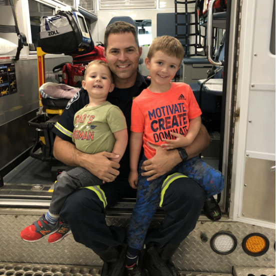 Firefighter with two kids