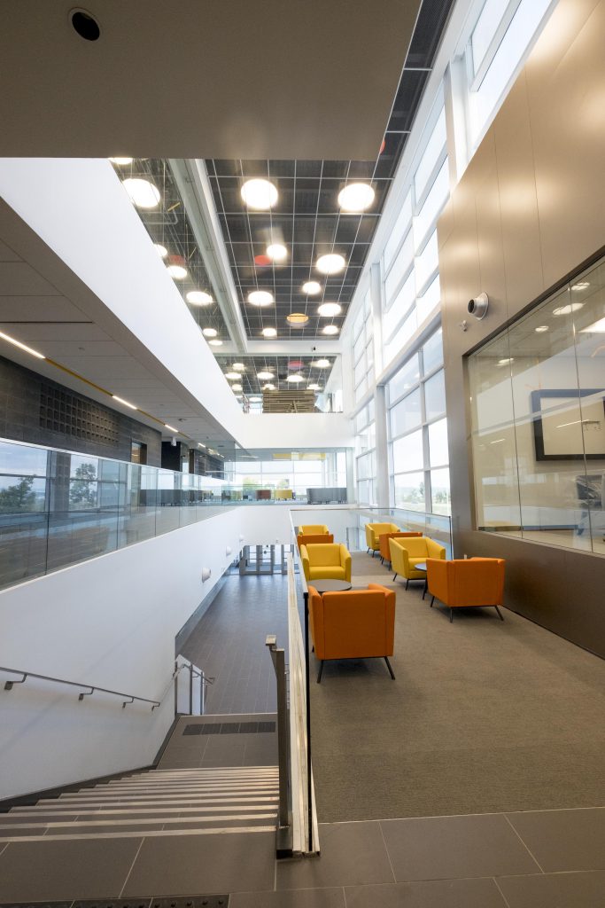 A view of the hallway at the Advanced Technology Centre, which is full of great seating