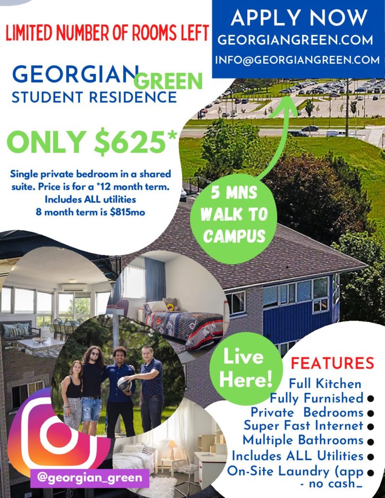 Georgian Green Student Residence promo flyer for fall 2022