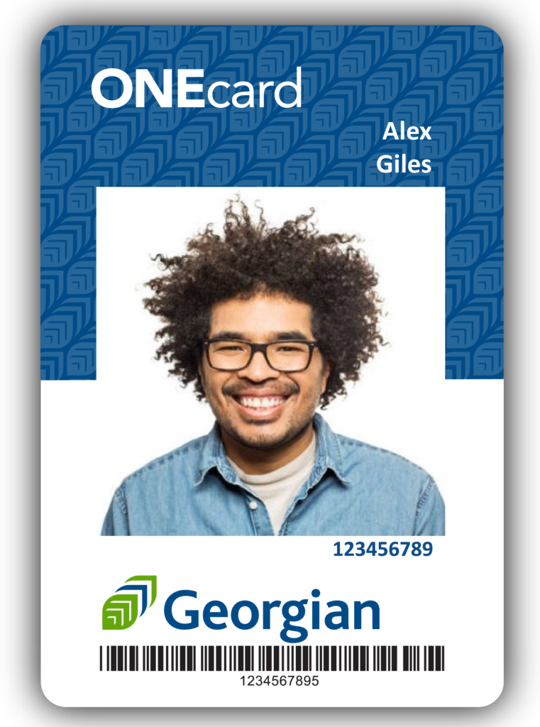 Sample of Georgian College ONEcard with man smiling.