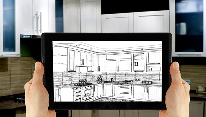 kitchen rendering on a tablet