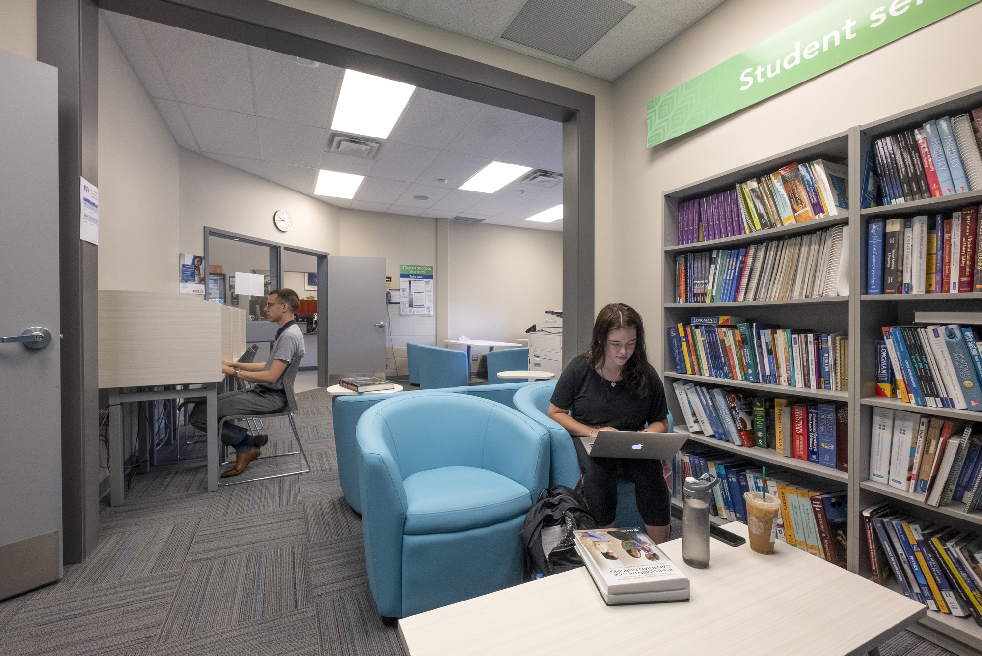 A photo of students sitting at the resource centre at the Orangeville Campus