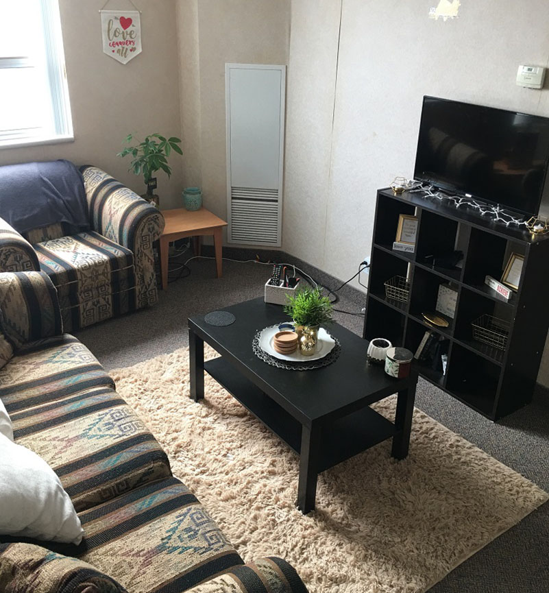 A living room in Georgian College residence.
