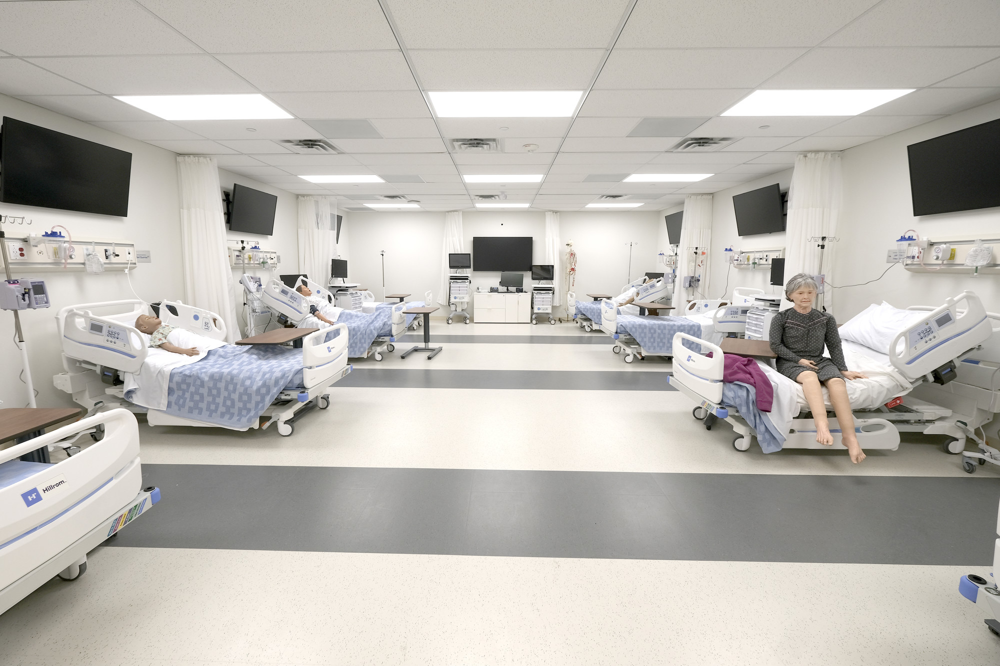 A room set up as a hospital ICU unit