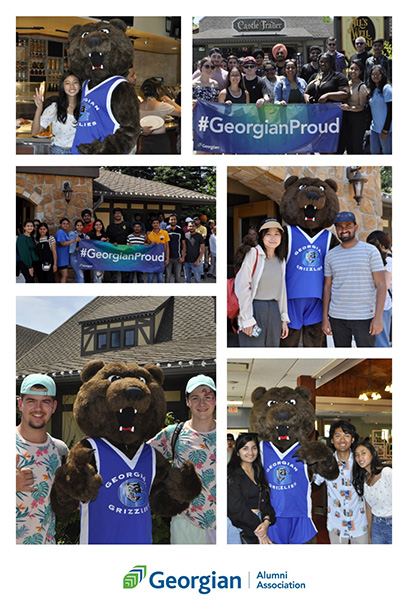 A collage of photos taken at Canada's Wonderland June 2022. Alumni and friends of of Georgian College.
