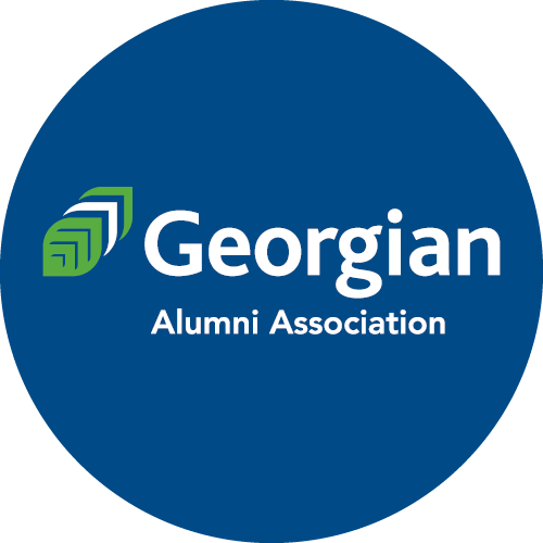 Georgian Alumni Association logo on dark blue circular tile