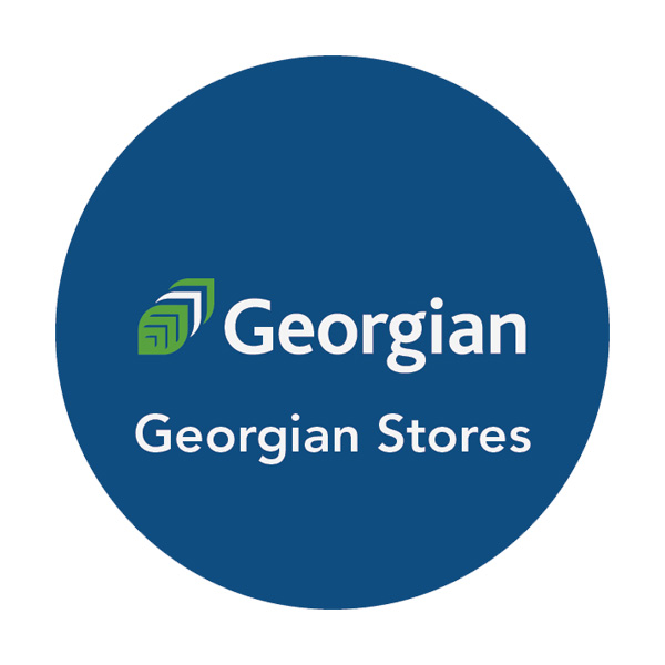 Georgian Stores logo in blue circular tile