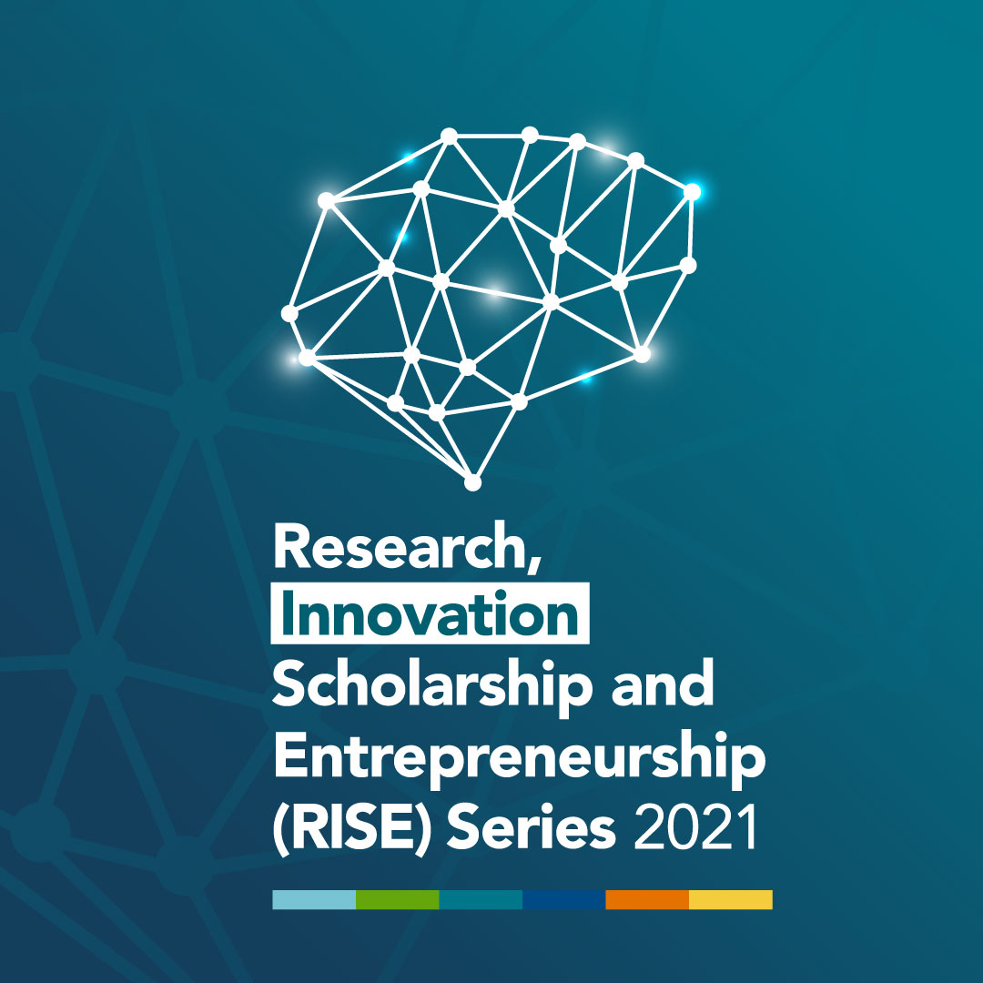 White Brain with teal colour background for RISE 2021 Event