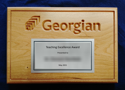 Teaching Excellence Award plaque