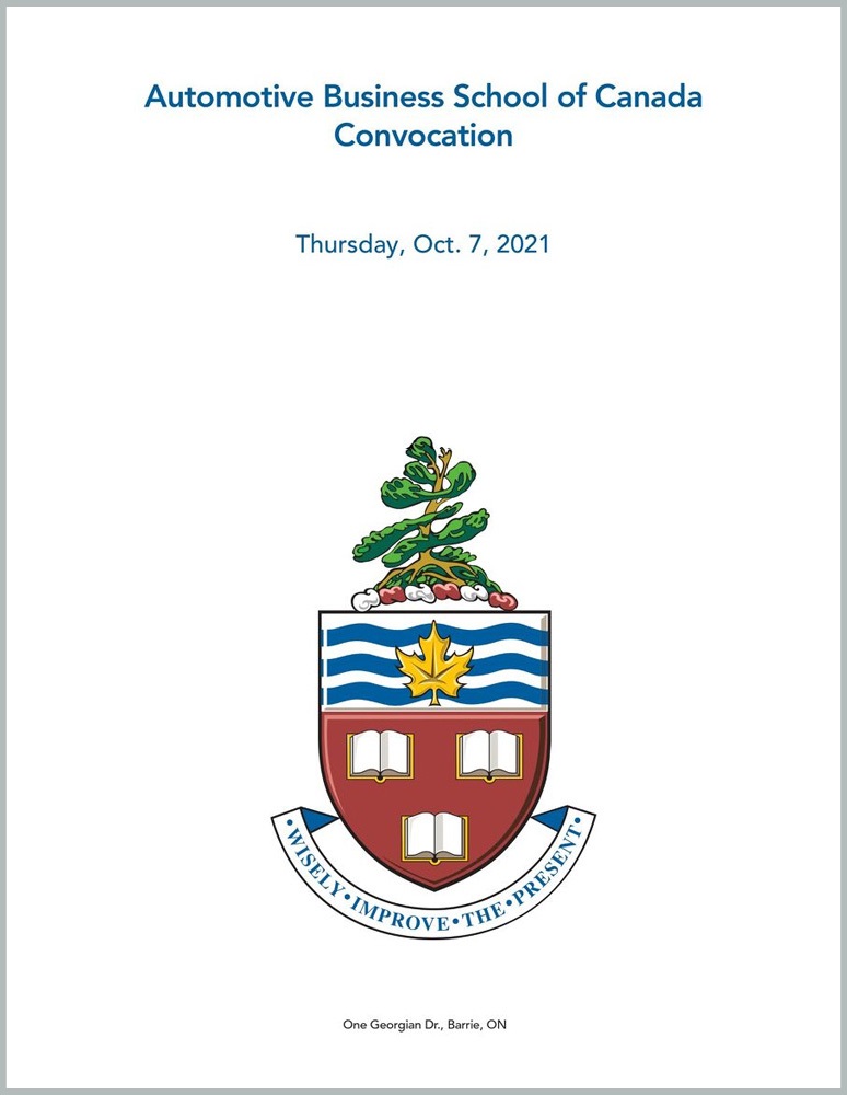 Automotive Business School of Canada fall 2021 convocation guide