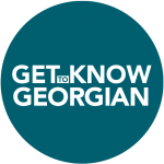 Get to Know Georgian text overlaying a teal circle