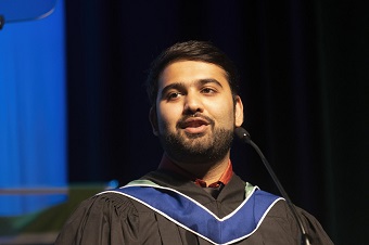 Installation of President and CEO Kevin Weaver, GCSA president Ishaan Sachdeva says words on behalf of all students