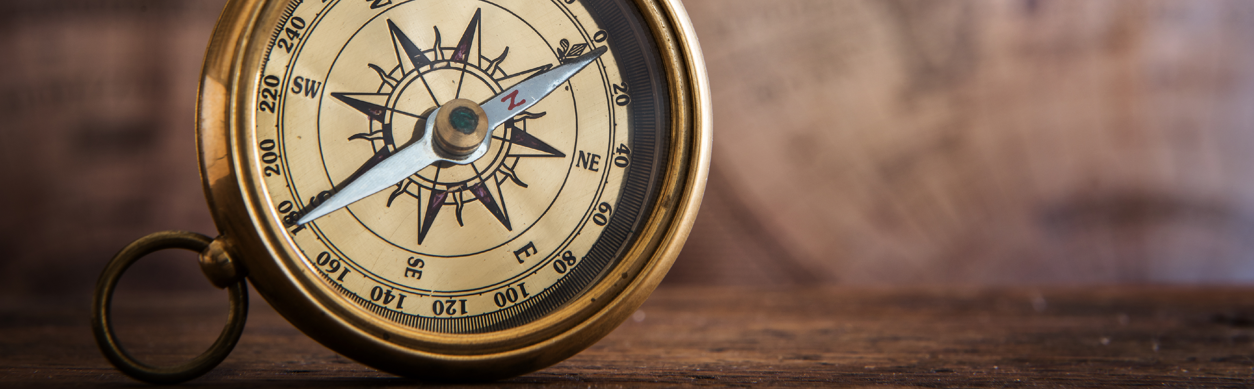 Close up of compass on it's side