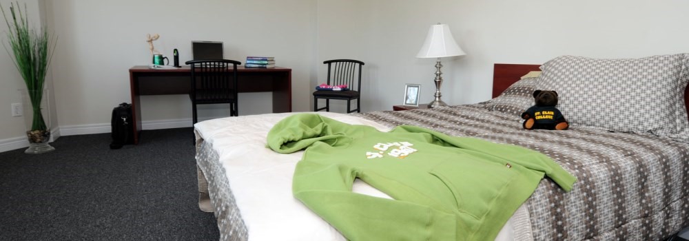 Bedroom of the Owen Sound Campus Residence suites