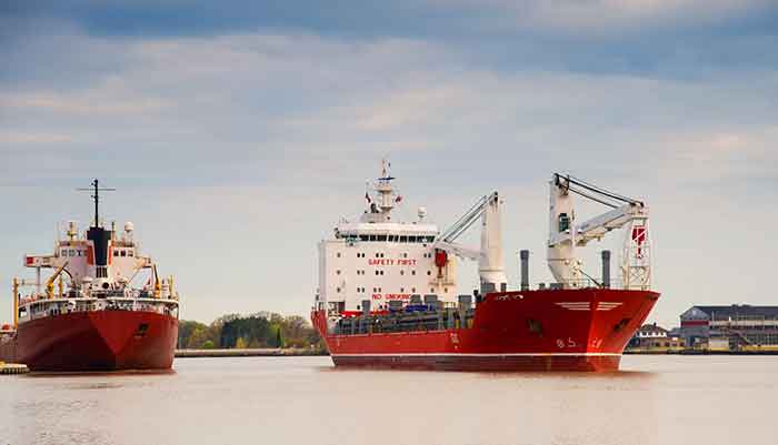 Commercial freighters in the St. Lawrence Seaway