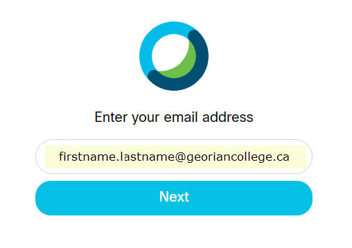 enter your georgian college email address and click next.